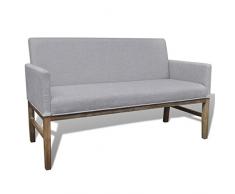 Festnight Sofa Sitzbank Loungebank Polsterbank Sitzmöbel Stoffbezug Holzrahmen mit Rückenlehne Hellgrau