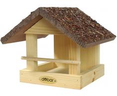 dobar 38120FSCe Vogelhaus klein aus Holz mit Rindendach, 20 x 22.5 x 18 cm