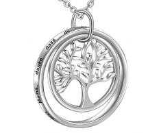LOVORDS Damen Halskette aus 925 Sterling Silber Lebensbaum Anhänger mit Gravur Geschenk für Mama