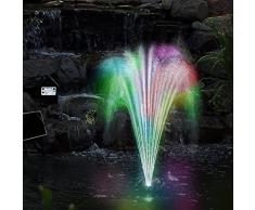 Deuba Teichpumpe Springbrunnen Solar Panel LED mit Akku inkl. Fernbedienung 4 Fontänen Aufsätze Garten Brunnen Solarpumpe