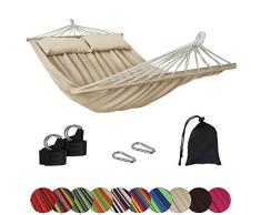 BB Sport Stabhängematte CIBAO inkl. 2 Kissen Liegefläche 240 x 150 cm in vielen Farben Traglast 300 kg für 2 Personen, Farbe:Beach