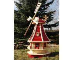 Große Windmühle mit Solar 1,30 m rot/natur Typ 3.1