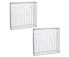 ESTEXO Gabionen im 2er Set 100x100x30 cm, inklusive Spiralen und Distanzhalter