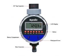 Aqualin Bewässerungsuhr mit Kugelhahn Automatischer Bewässerungscomputer Bewässerungssystem Wasser Zeitschaltuhr für Garten Hof, Farbe Blau