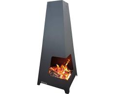 acerto 20095 FEWUR Gartenofen, Terrassenofen für den Garten, 50x50x115 cm * Holz & Kohle * Metall * Rauchabzug | Feuerstelle für draußen | Pyramiden-Holzofen |Premium Terrassenkamin, Feuersäule