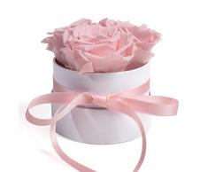 ROSEMARIE SCHULZ Heidelberg Rosenbox Flowerbox weiß rund konservierte Rosen - 3 Infinity Rosen Blumengruß Geschenk für Frauen (Rosa, Medium)