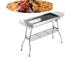 BWCX Holzkohlegrills, Edelstahl Barbecue Holzkohle Grill Tragbarer Klappgrill Grill Für BBQ Party Garten Camping