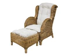 SEDEX Wing Rattansessel inkl. Hocker & Polsterauflagen/Ohrensessel/Korbsessel/Rattan - Honig