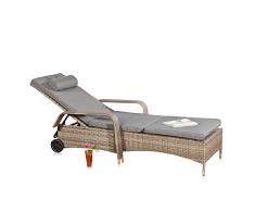 Melko Sonnenliege Rattan Loungeliege Terrassenliege Relaxliege Garten Auflage Loungeliege Outdoor mit Rollen