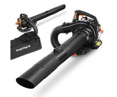 FUXTEC Profi Benzin Laubsauger FX-LBS126P Laubbläser Häcksler 3in1 Funktion inkl. Blasrohr, 2tlg Saugrohr+Fangsack, Anti-Vibrations-Funktion – durch vom Griff entkoppeltem Motor