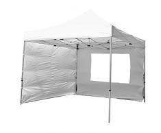 Nexos SM936151_SL01_AZ Profi Faltpavillon Partyzelt Pavillon 3x3 m mit 4 Seitenteilen-hochwertige Ausführung-wasserdichtes Dach 270 g/m² + Tragetasche – Farbe: weiß