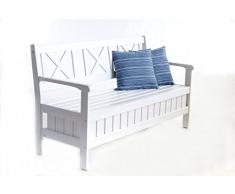 Ambientehome Bank, Massivholz Truhenbank EVJE 150 cm Gartenbank, weiß, 157x63x88 cm, 90463