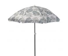 Meinposten. Sonnenschirm Strandschirm mit Blättern Ø 155 cm UV 30+ Schutz Schirm grün grau (Grau)