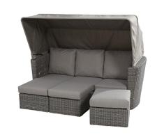 Aqua-Saar Loungeinsel Madura Loungegruppe Roca Light Grey mit Dach AS24009