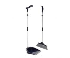 Balai et pelle à poussière Aluminiumlegierungsstange Extra langer Griff Kunststoffbesen und Kehrschaufel Magischer rutschfester Griff Weicher Bürstenbesen-Satz Wird for Büro-Toilettenräume verwendet
