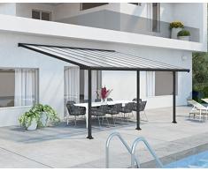 Palram Olympia Terrassenüberdachung 3X5 - Gestell aus Alumiuium & 16 mm Polycarbonat - Terrassendach Für den Ganzjährigen Gebrauch Geeignet, Grau, 546 x 295 x 305 cm
