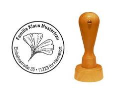 Stempel Motivstempel « GINKGO » mit persönlicher Adresse und Motiv - Ginko Gingko Zierbaum China Asien