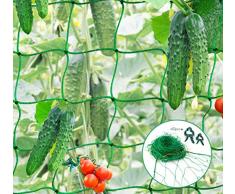 Mocraft 3,5 x 2m Premium Ranknetz Verdickung Ranknetz mit großer Maschenweite und 10 STK Pflanzenclips, für Ernte von Gurken, Tomaten und Kletterpflanzen, Rankhilfe Netz für Garten und Gewächshaus