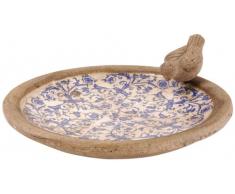 Esschert Design Vogeltränke, Vogelbad aus Keramik in blau-weiß, Ø ca. 34 cm