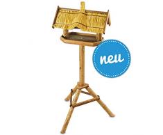 zooprinz stabiles und wetterfestes stehendes Vogelhaus für Wildvögel – Einfacher und schneller Aufbau – Aus nachhaltig angebautem FSC Holz – EIN schönes Zuhause für Vögel - Mit Naturdach aus Stroh