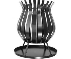 TecTake 403095 Feuerkorb für Garten und Terrasse, runde Feuerstelle, mit Auffangschale, schwarz