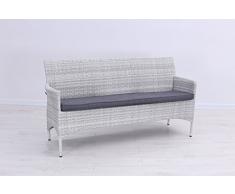 Mandalika Garden XXL Deluxe Alu 3er Gartenbank Cattleya Ash Grey, in Polyrattan Geflecht inklusive Auflage