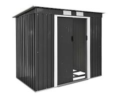 TecTake Metall Gerätehaus Gartenhaus Satteldach | Metall-Fundament | diverse Farben und Modelle (Typ 4 | Grau | Nr. 402569)
