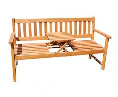 SAM 3-Sitzer Gartenbank Lorenzo, integriertem einklappbarem Tisch, Holzbank Akazie, 157 x 60 cm, FSC® 100% Zertifiziert