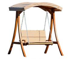 ASS Design Hollywoodschaukel Gartenschaukel Schaukelbank Rio aus Holz Lärche mit Dach und Polsterauflage braun