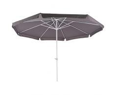 Nexos Sonnenschirm Marktschirm Ø 3,8 m anthrazit 8 Rippen Kurbel Stand-Sonnenschirm Sonnenschutz Garten Camping Terrasse Gestänge Aluminium Stahl grau