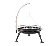 BBQ 80 cm Schwenkgrill Grill Edelstahl Feuerschale Smoker Dreibein Designgrill inklusive Grillrost / Gratis Grillzange und Feuerhaken dabei