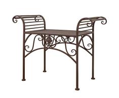 aubaho Gartenbank Eisen Metall Antik-Stil Garten Bank Gartenmöbel braun 70cm