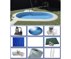 Summer Fun Stahlwandbecken Set Rhodos Exklusiv oval 3,50m x 7,00m x 1,20m Folie 0,6mm All Inklusive Set Pool Ovalpool / 350 x 700 x 120 cm Stahlwandpool