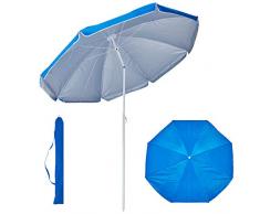 Duhome Sonnenschirm Ø160 cm Strandschirm Polyester höhenverstellbar neigbar Gartenschirm wasserabweisend mit Tasche Farbauswahl GB1800, Farbe:Hellblau