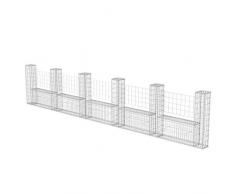 vidaXL Gabione U-Form Stahl 570x20x100cm Steinkorb Drahtkorb Mauersteinkorb