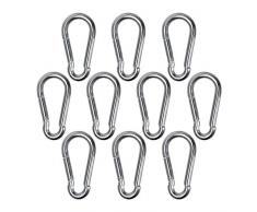 BB Sport 10 Karabiner Karabinerhaken Feuerwehrkarabiner - Stahl galvanisch verzinkt DIN5299 - belastbar bis 120 kg - Größe: 60 x 6 mm