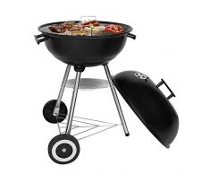 Sunjas Holzkohlegrill, Kugelgrill, Outdoor Reisegrill, BBQ Campinggrill, Party, Familienferien, Schwarz (Kugelgrill)