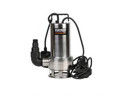 FUXTEC Wasserpumpe FX-TP11100INOX Schmutzwasserpumpe Tauchpumpe 1100 Watt, max. 20000 l/h, max. 11 m Förderhöhe, Fremdkörper bis 35 mm, integrierter Schwimmerschalter