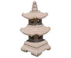 Wilai Steinfigur 2-stöckige Pagode Japanhaus Sandstein Gartendeko Figur Steinlaterne 35 cm hoch