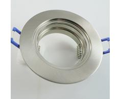 IP44 Feuchtraum Badezimmer Einbaurahmen Terrassenüberdachung Beleuchtung Eisengebürstet mit Klickverschluß Spritzwassergeschützt Unterbauleuchten Alu-Einbaurahmen Starr geeignet für MR16, GU10 LEDs 230V Hochvolt Halogen Niedervolt