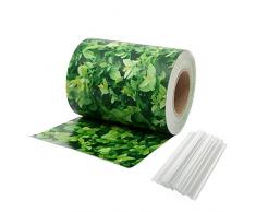 Naimorui PVC Sichtschutzfolie Sichtschutzstreifen Garten Sichtschutz Zaun Inkl. 20 x Befestigungsclips 450g/m² - Diverse Modelle - (19cm*35m Buchsbaum)