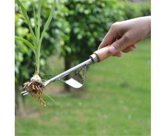 Hukz Classic Edelstahl Unkrautjäter mit Holzgriff, Tragbar Hand Weeder Unkrautstecher Wurzeljäter Gartengeräte, Umweltfreundlich Löwenzahn Remover für Weeds und Roots