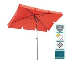 QUICK STAR Balkon Sonnenschirm 200x125cm Balkonschirm Rechteckig Knickbar Terra/Rotorange RAL 2001 Gartenschirm UV 50