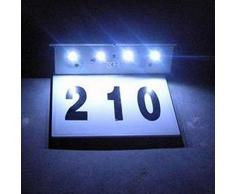 LIYUDL Solarbetriebene Hausnummern-Lampe, 3 W, 4 LEDs, wasserdicht, Türschild aus Edelstahl
