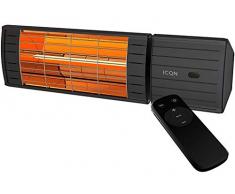 ICQN Terrasse Halogenstrahler Low Glare | Heizstrahler 2000 Watt mit Fernbedienung | Wasserschutzklasse IP55 Wasser- und Staubschutz | Terrassenheizstrahler | Infarotstrahler | Veranda Serie IV2000.LR