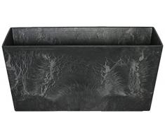Artstone Pflanzgefäß Balkonkasten Ella, frostbeständig und leichtgewichtig, Schwarz, 37x17x17cm