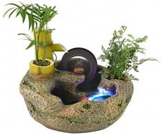 Mr.T Bürodekoration Zimmerbrunnen Tischbrunnen Innentischbrunnen Rockery Wasser Dekoration Fisch-Teich-Feng-Shui-Runde Office Small Desktop-Bonsai-Freunde Landschaft Wasserbrunnen (Color : B)