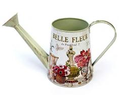 Ambiente Haus Gießkanne Deko Metall 74511 Metallkanne Fleur Dekokanne Retro Vintage Gartendeko Pflanzen Kanne Pflanzkanne Metallgießkanne