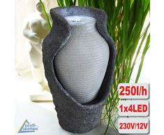 Gartenbrunnen Brunnen Amphore Venus mit Led-licht 230v Zierbrunnen Vogelbad Wasserfall Gartenleuchte Teichpumpe - Springbrunnen Wasserspiel für Garten, Gartenteich, Terrasse, Teich, Balkon