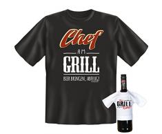 Set mit Fun Grill T-Shirt: Chef am Grill + Mini T-Shirt It´s Grill Time Farbe: Schwarz - Goodman Design ®